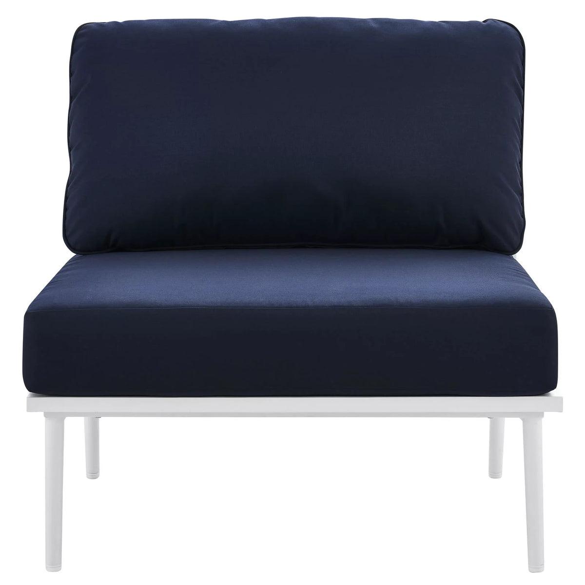 Navy White Aluminum Fabric Lounge Chair V6388