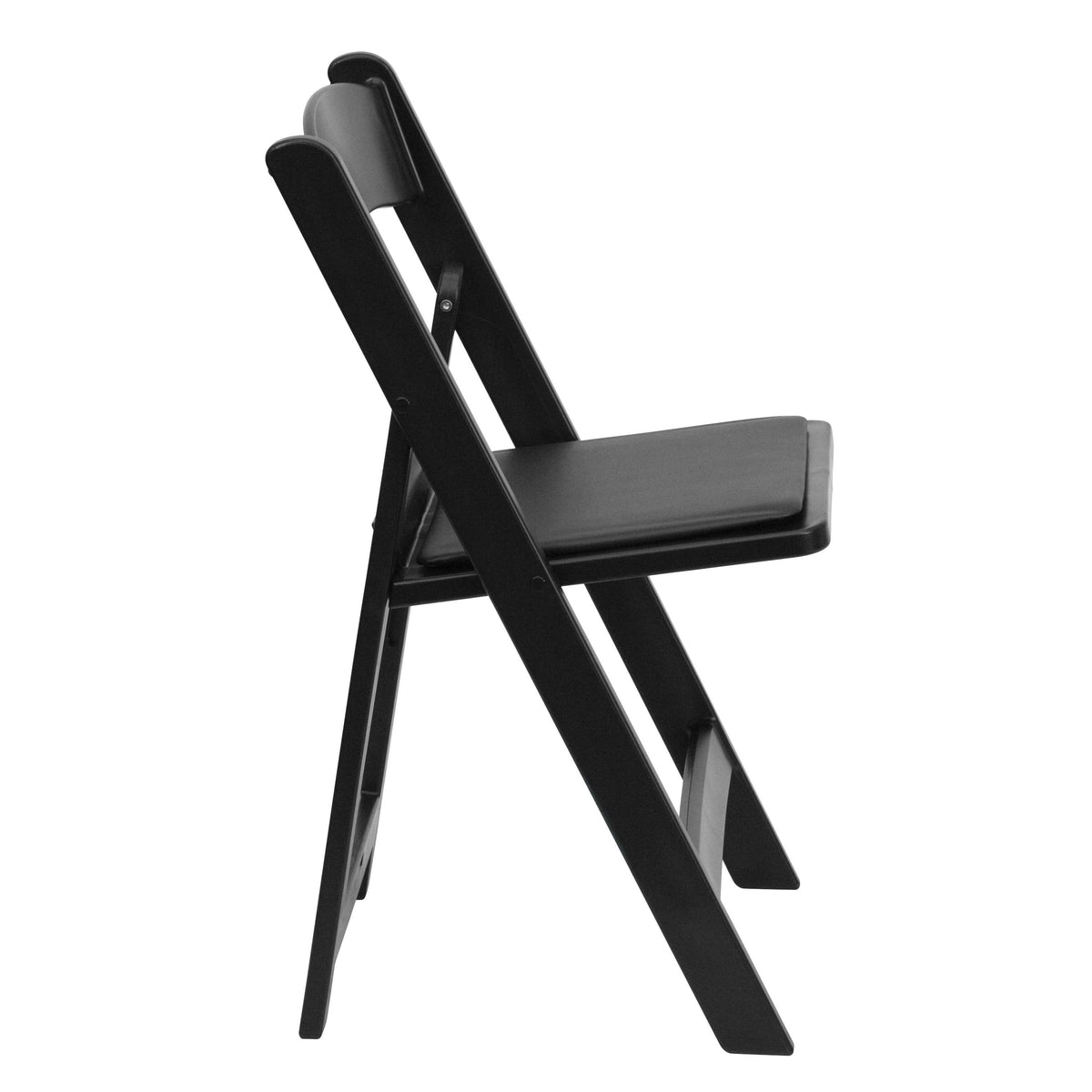 Black Resin Folding Chair with Vinyl Padded Seat Y449
