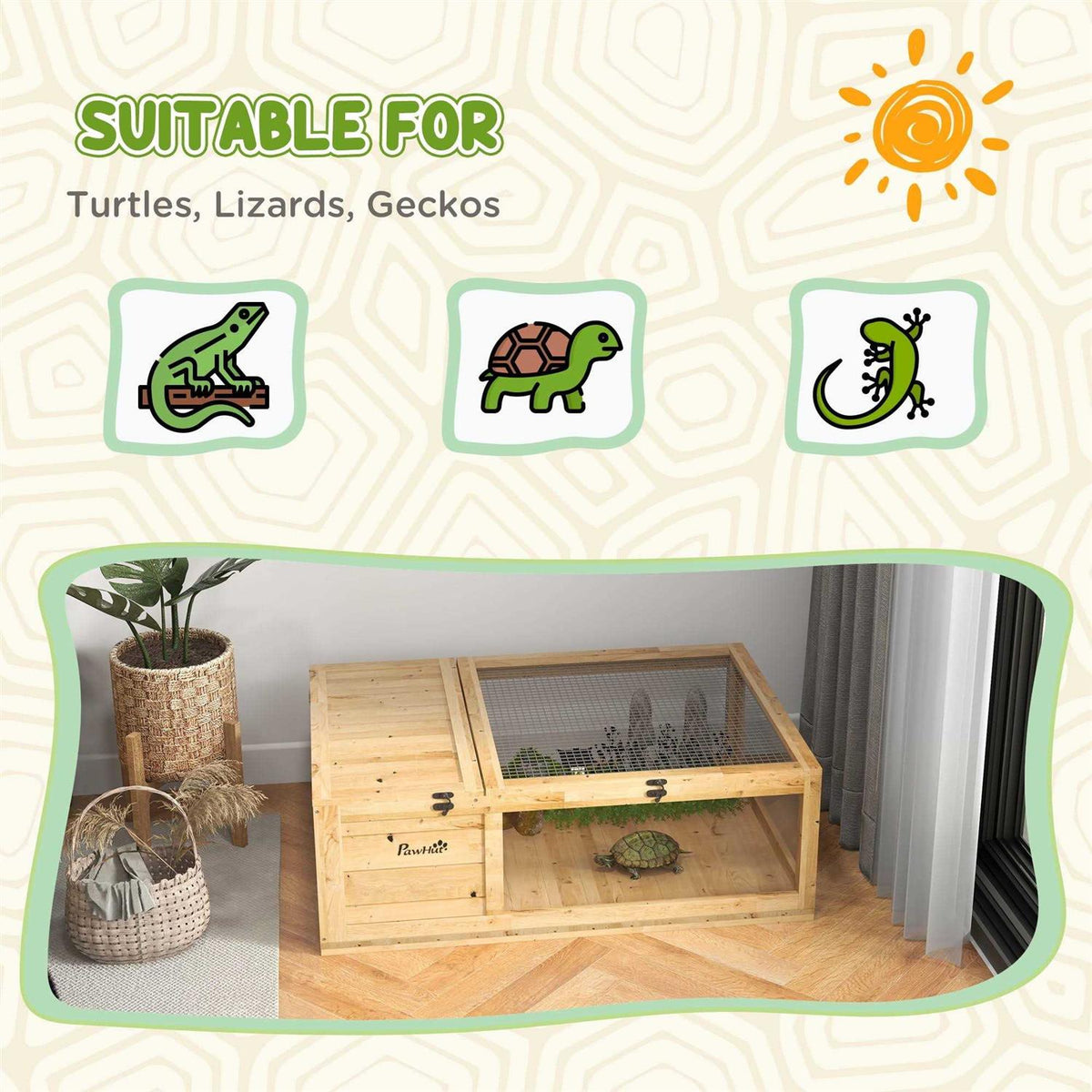 Wooden Tortoise House Turtle Habitat Enclosure M15458