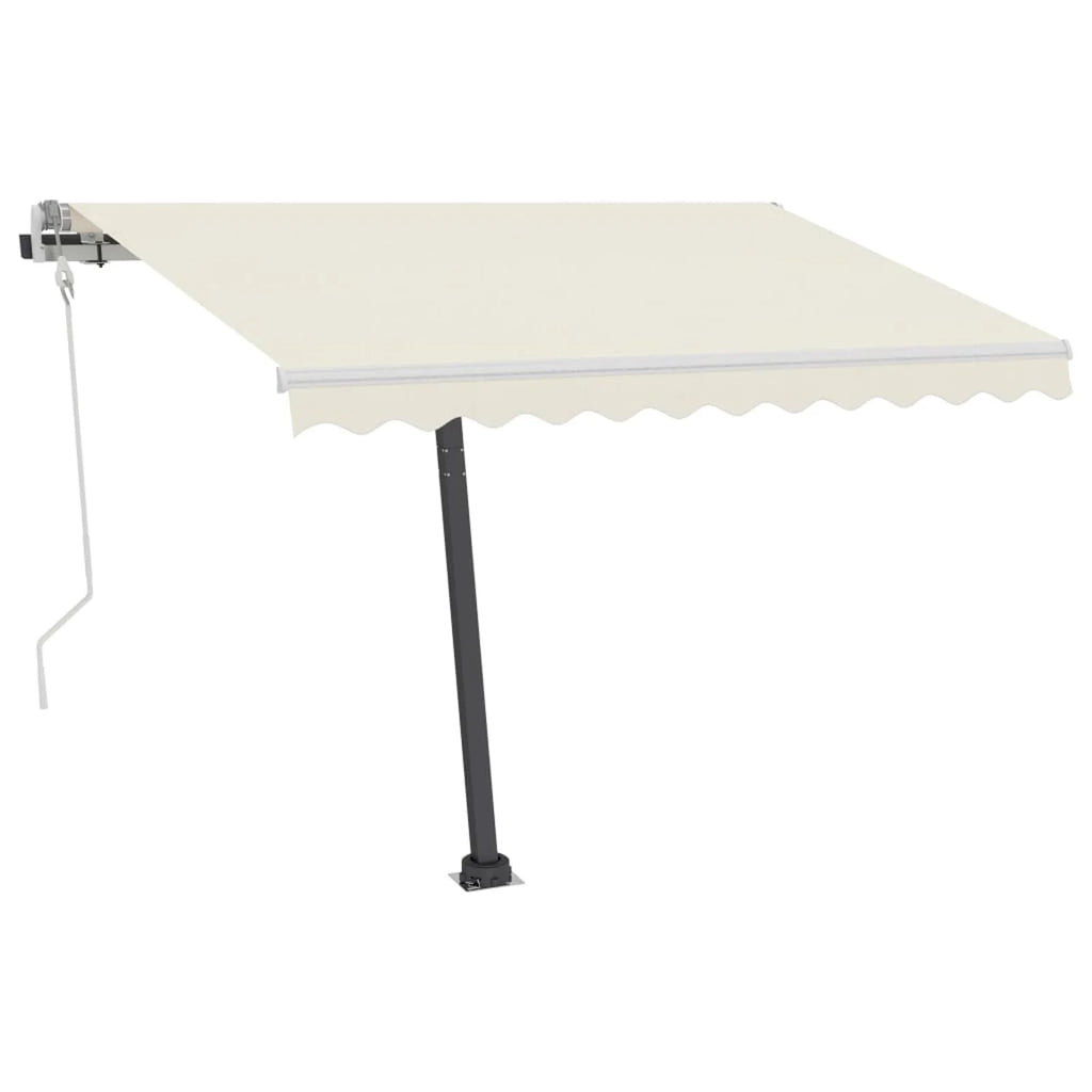 Manual Retractable Awning with LED Outdoor Canopy Sunshade Shelter Cream 118.1 x 98.4 Inches B646