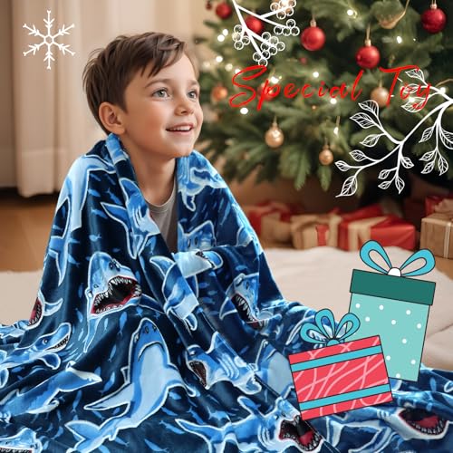 Glow in The Dark Shark Blanket 50x60 inch L73649