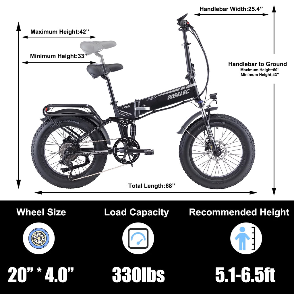 Folding Electric Mountain Bike 750W 20'' Aluminum Alloy 48V 12Ah 9 Speed P217