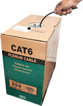 550MHZ CAT6 Plenum Cable 1000ft Blue, 23AWG 4Pair, Solid Network Cable Unshielded Twisted Pair (UTP), Available in Blue, White, Yellow, Gray, Purple, Green & Black (Blue) F4109
