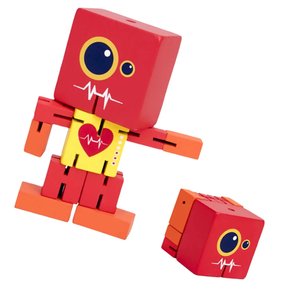 Red Wooden Robot Puzzle Toy Y366