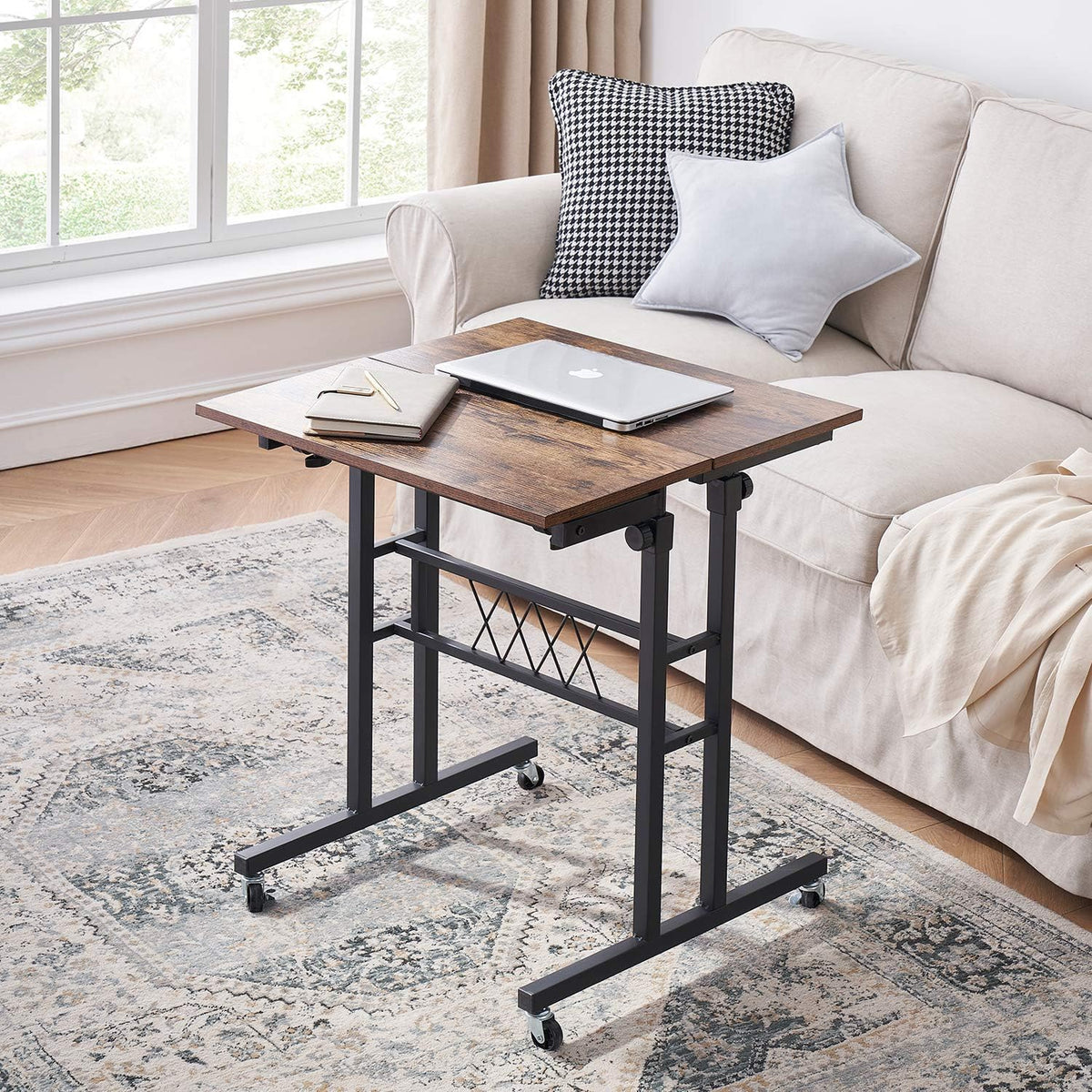 Black Wood Grain Adjustable Height Standing Desk Y568938