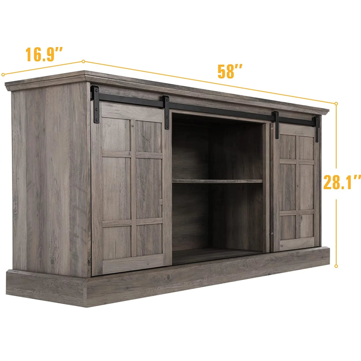 Wash Gray 58" TV Stand with Sliding Barn Door Z616
