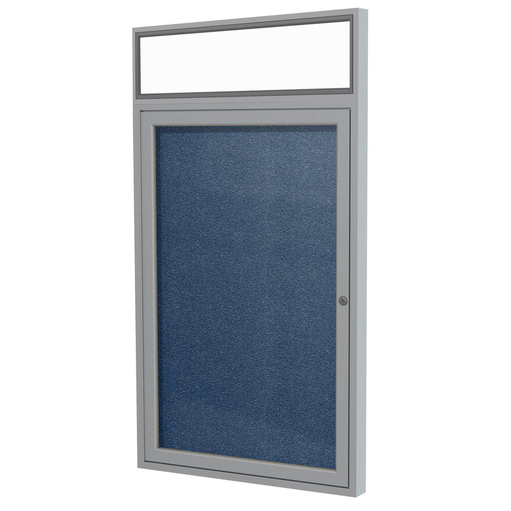 Navy 1-Door Enclosed Vinyl Bulletin Board L6240