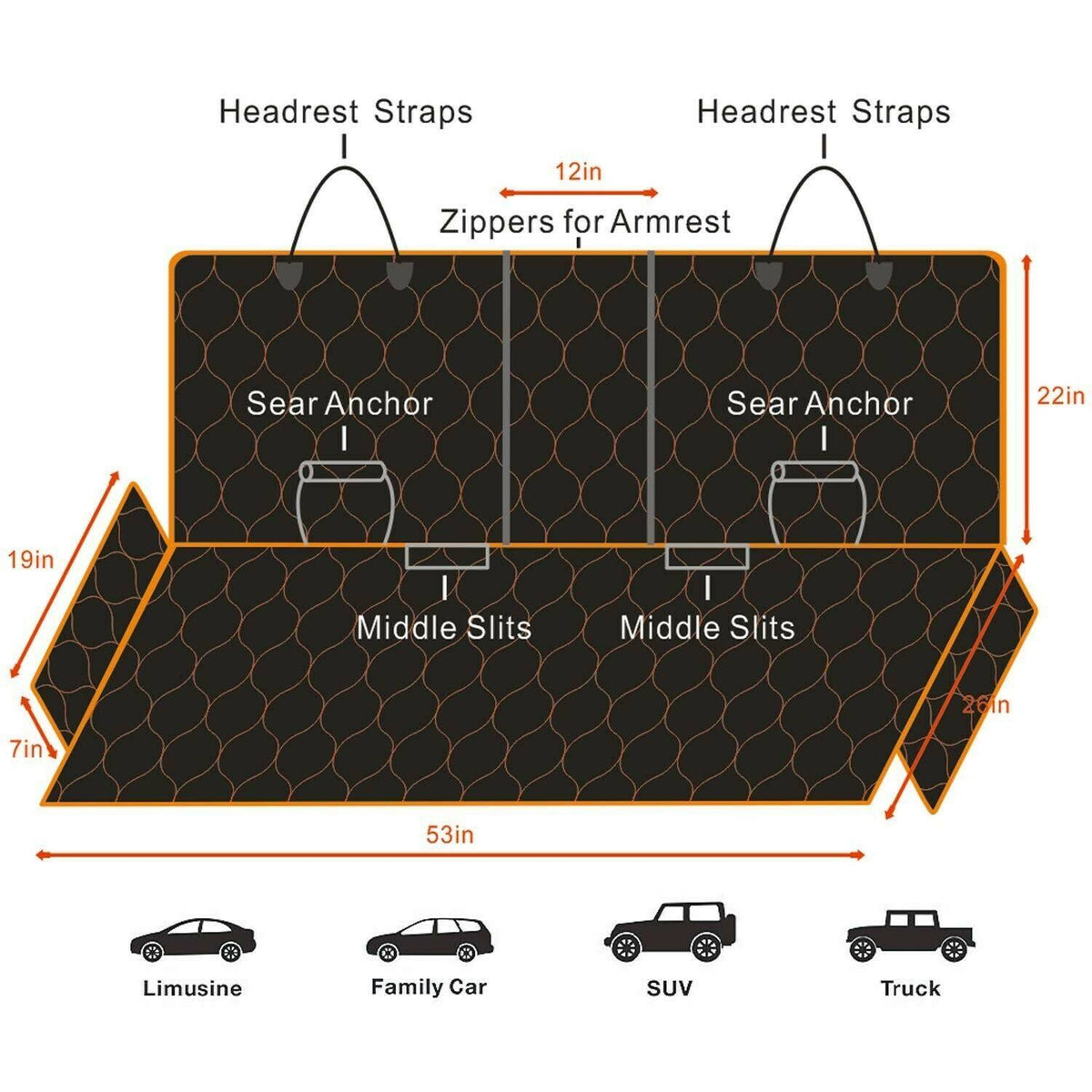 Waterproof Nonslip Heavy Duty Dog Car Seat Cover Z5234
