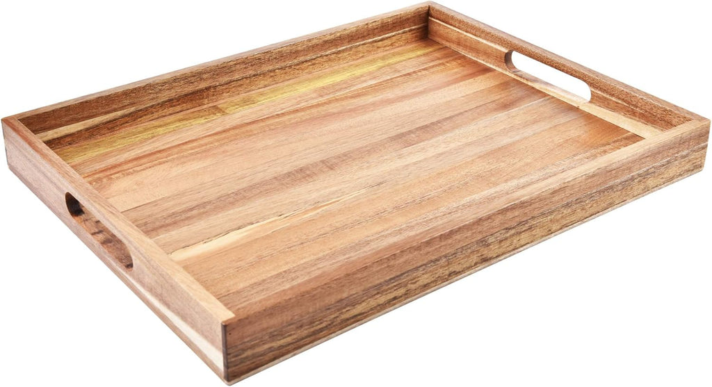 Acacia Wood Serving Tray with Handles 17 Inches L877