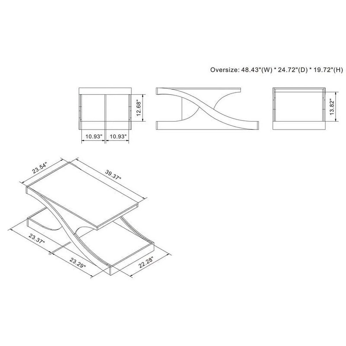 Wood 2-Shelf Coffee Table Z20452