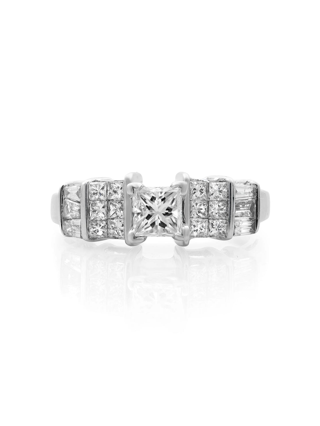 Princess Cut Diamond Engagement Ring 14K White Gold 1.00cts Size 7 S1242