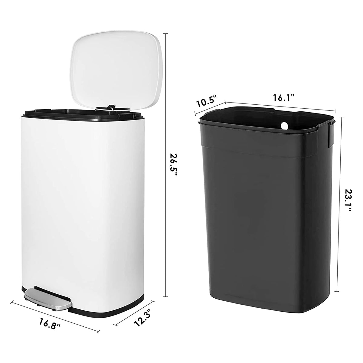 50L 13.2 Gallon Trash Can with Foot Pedal C542