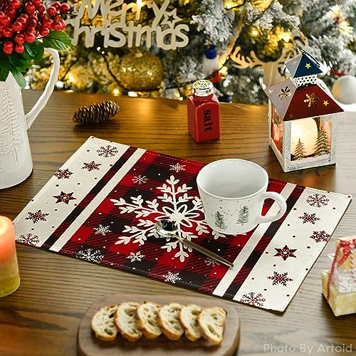 Buffalo Plaid Snowflakes Winter Placemats Set of 4 T1587