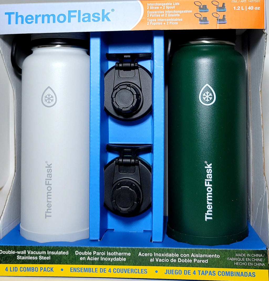 40oz Insulated Stainless Steel Water Bottle, 2-pack V346237
