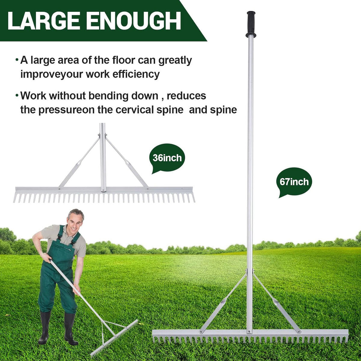 36 Rake Head Aluminum Landscape Rake U440