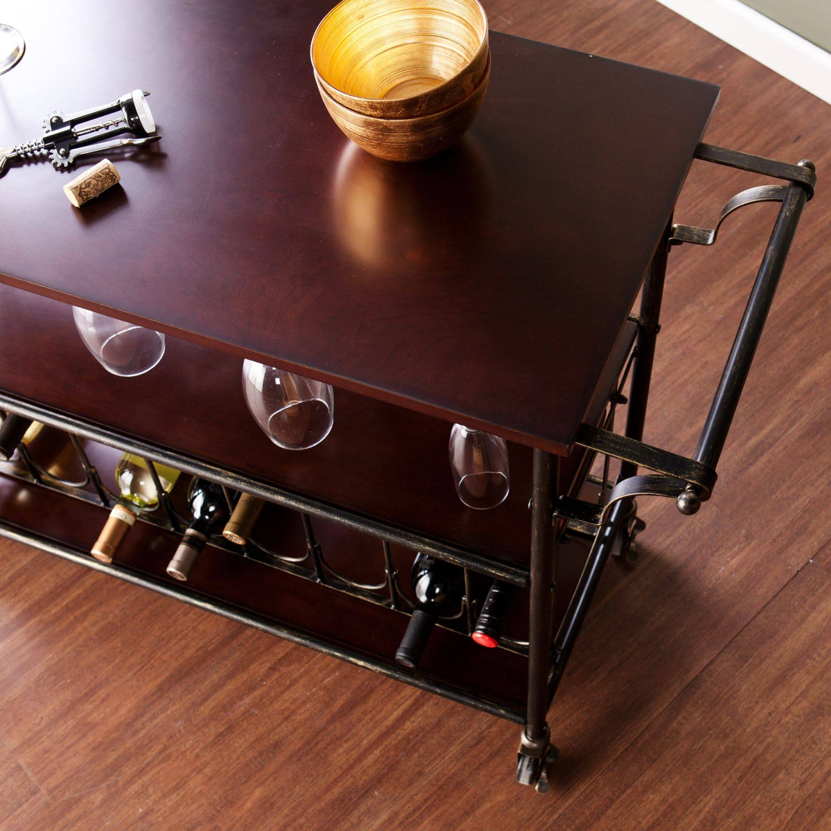 Black and Coffee Brown Rectangular Bar Cart I349