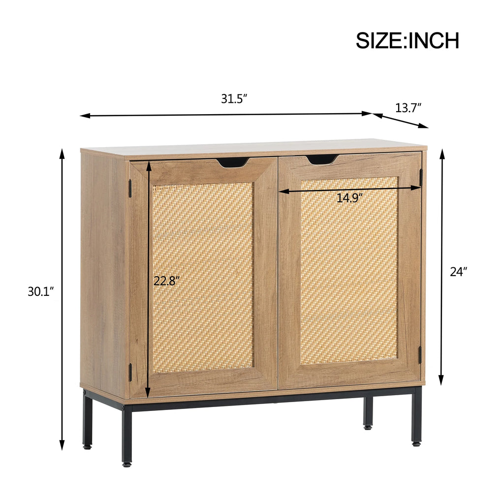 Rustic 2 Rattan Doors Storage Cabinet M8379