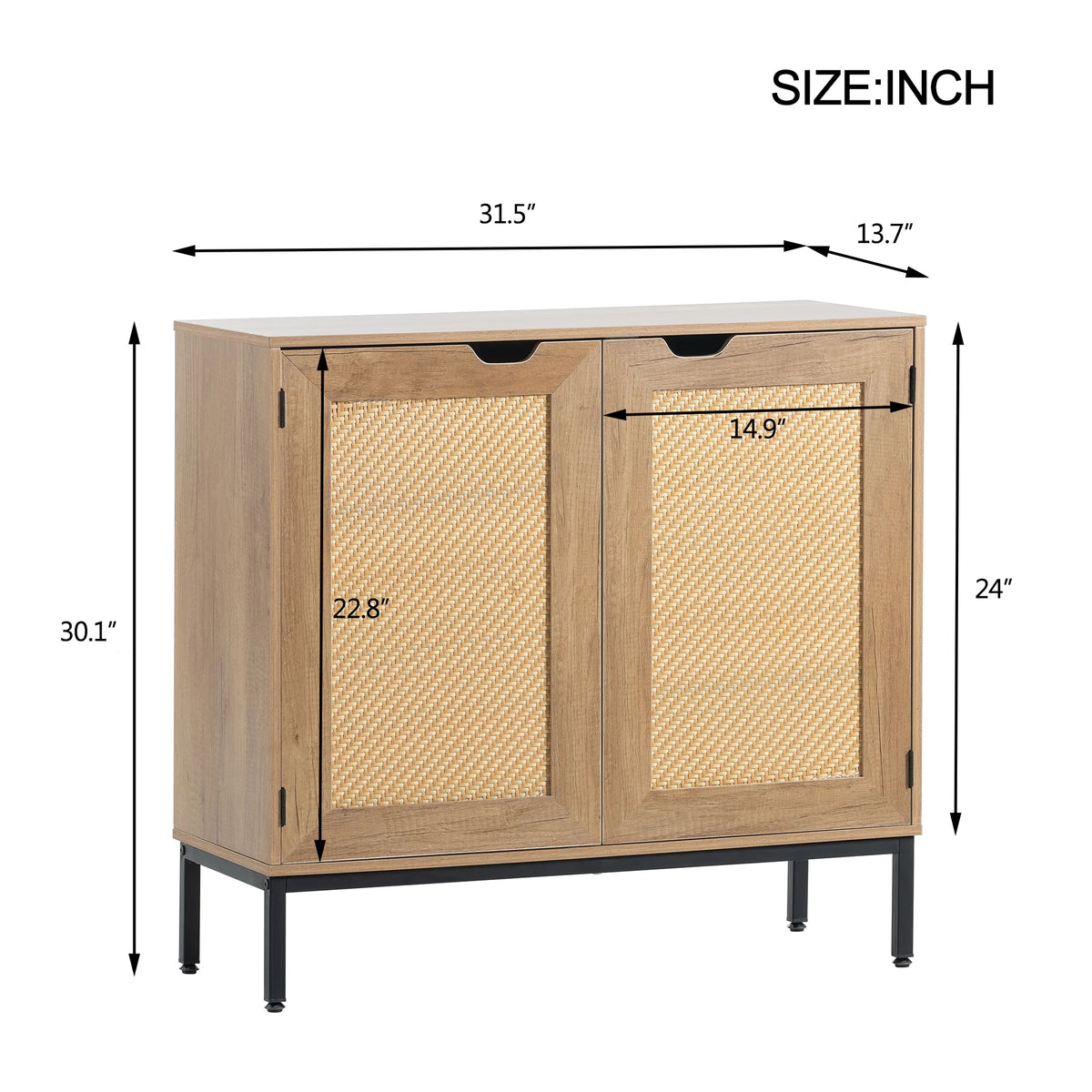 Rustic 2 Rattan Doors Storage Cabinet M8379
