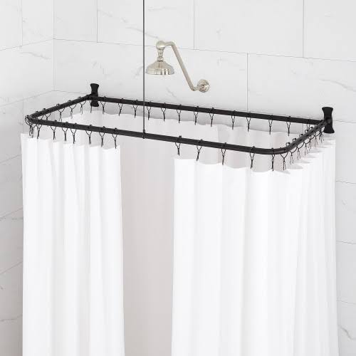D-Shaped Solid Brass Shower Ring and Ceiling Support Matte Black W89254