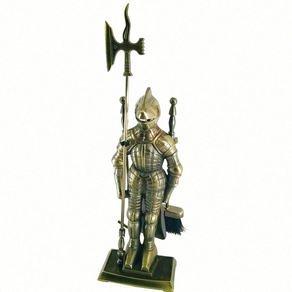 Antique Brass Cast Iron Fireplace Tool Set D728
