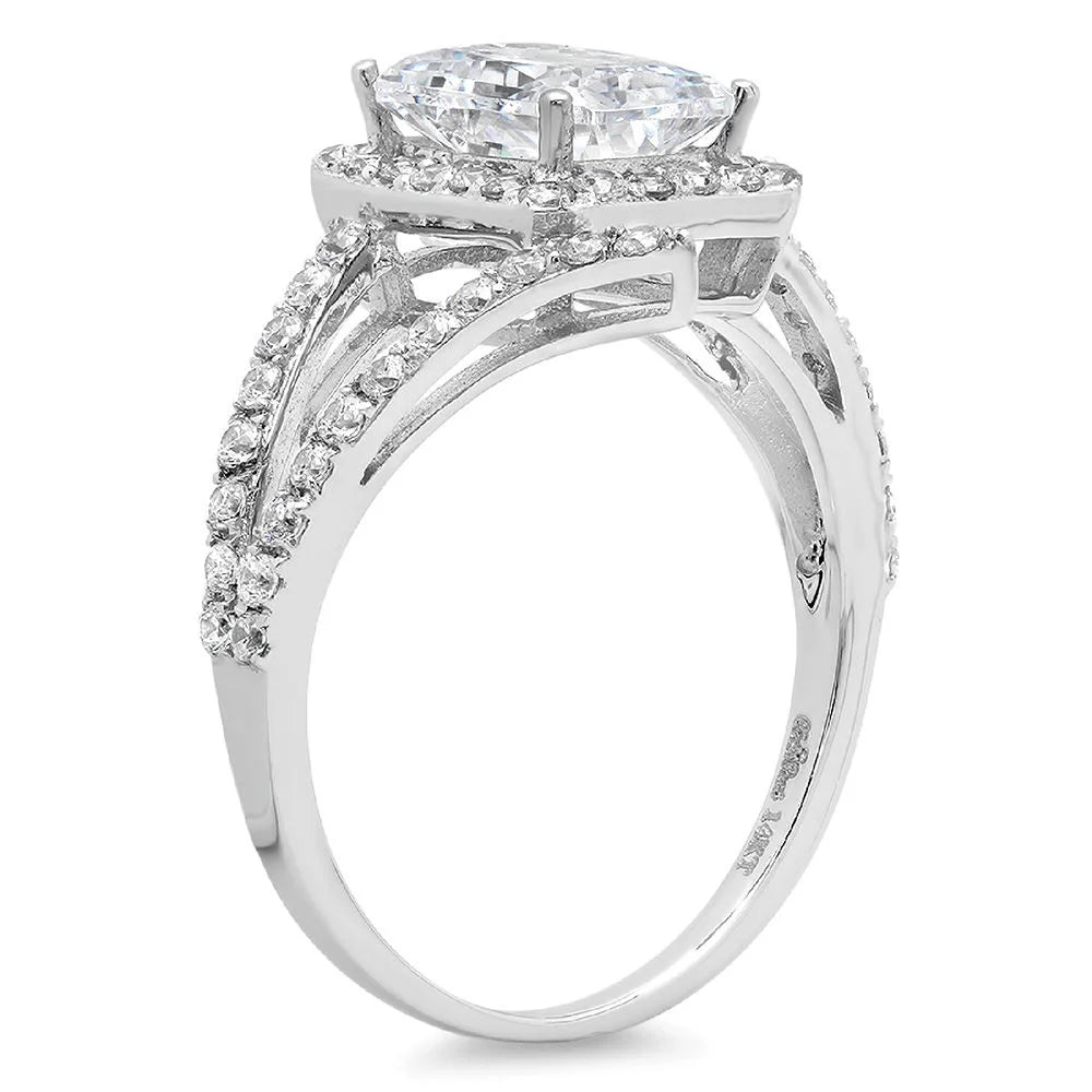 Emerald Cut Simulated Diamond Halo Ring P851