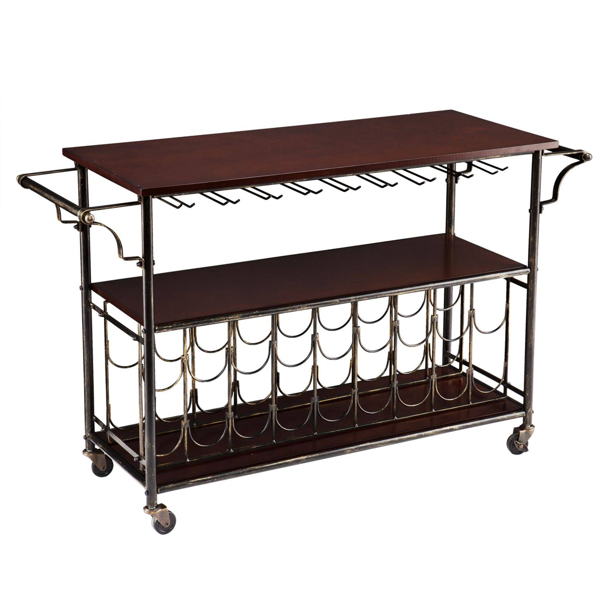 Black and Coffee Brown Rectangular Bar Cart I349