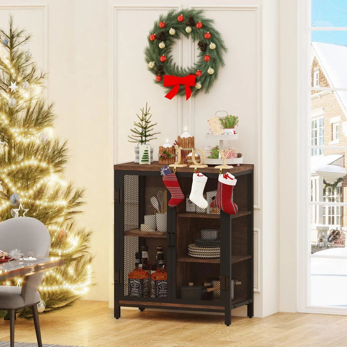 Small Oak Accent Cabinet with Storage N819713