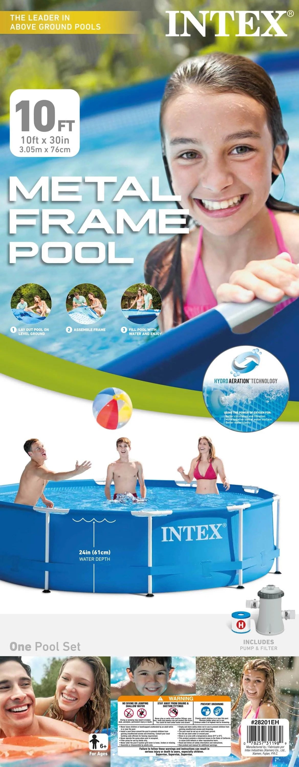 10ft x 30in Metal Frame Above Ground Pool Set & Filter Cartridges S570