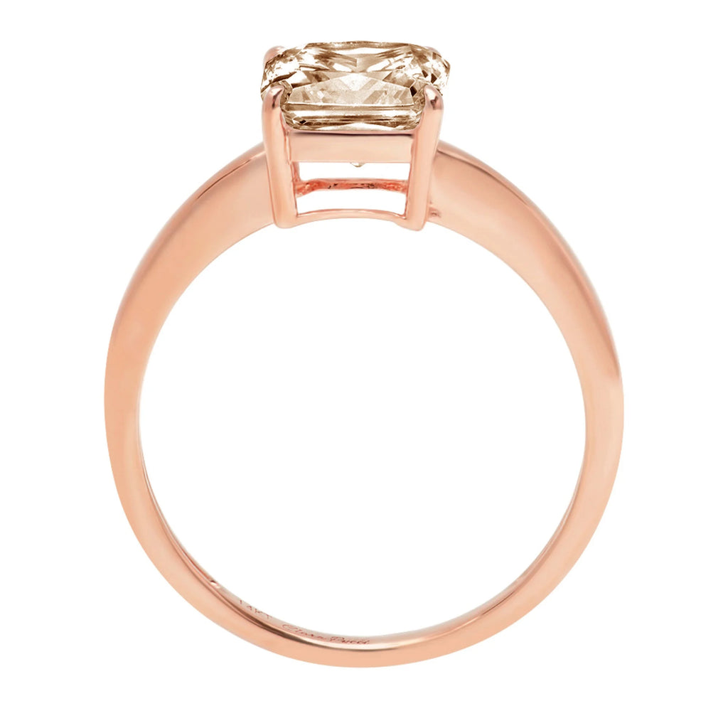 2.0ct Asscher Cut Brown Champagne Simulated Diamond 18k Pink Rose Gold Ring Size 3.5 M33191