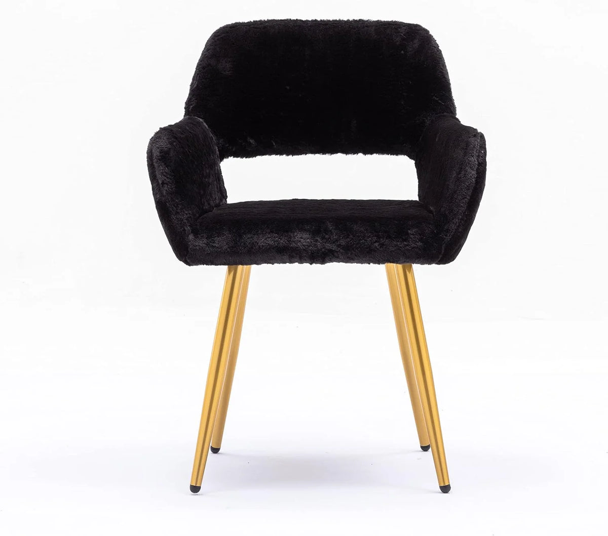 Faux Fur Vanity Chair with Wood Look Metal Legs F945011