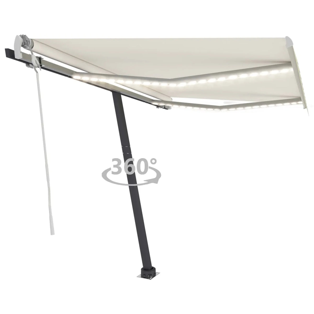 Manual Retractable Awning with LED Outdoor Canopy Sunshade Shelter Cream 118.1 x 98.4 Inches B646