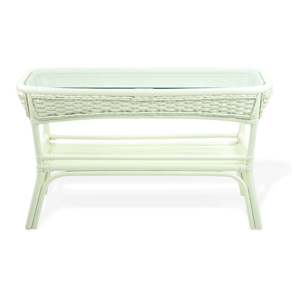 Rattan Wicker Living Room Set 4 Pieces: 2 Lounge Chair ThreeSeater/Sofa Coffee Table White Color with Cushion V807
