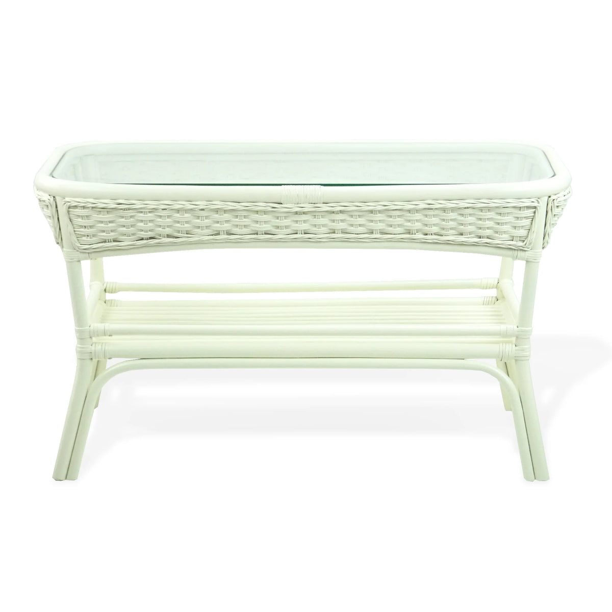 Rattan Wicker Living Room Set 4 Pieces: 2 Lounge Chair ThreeSeater/Sofa Coffee Table White Color with Cushion V807