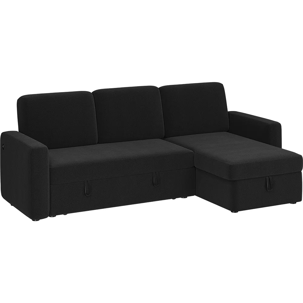 Light Gray Reversible Sleeper Sofa with Pull Out Bed and Storage Q39495
