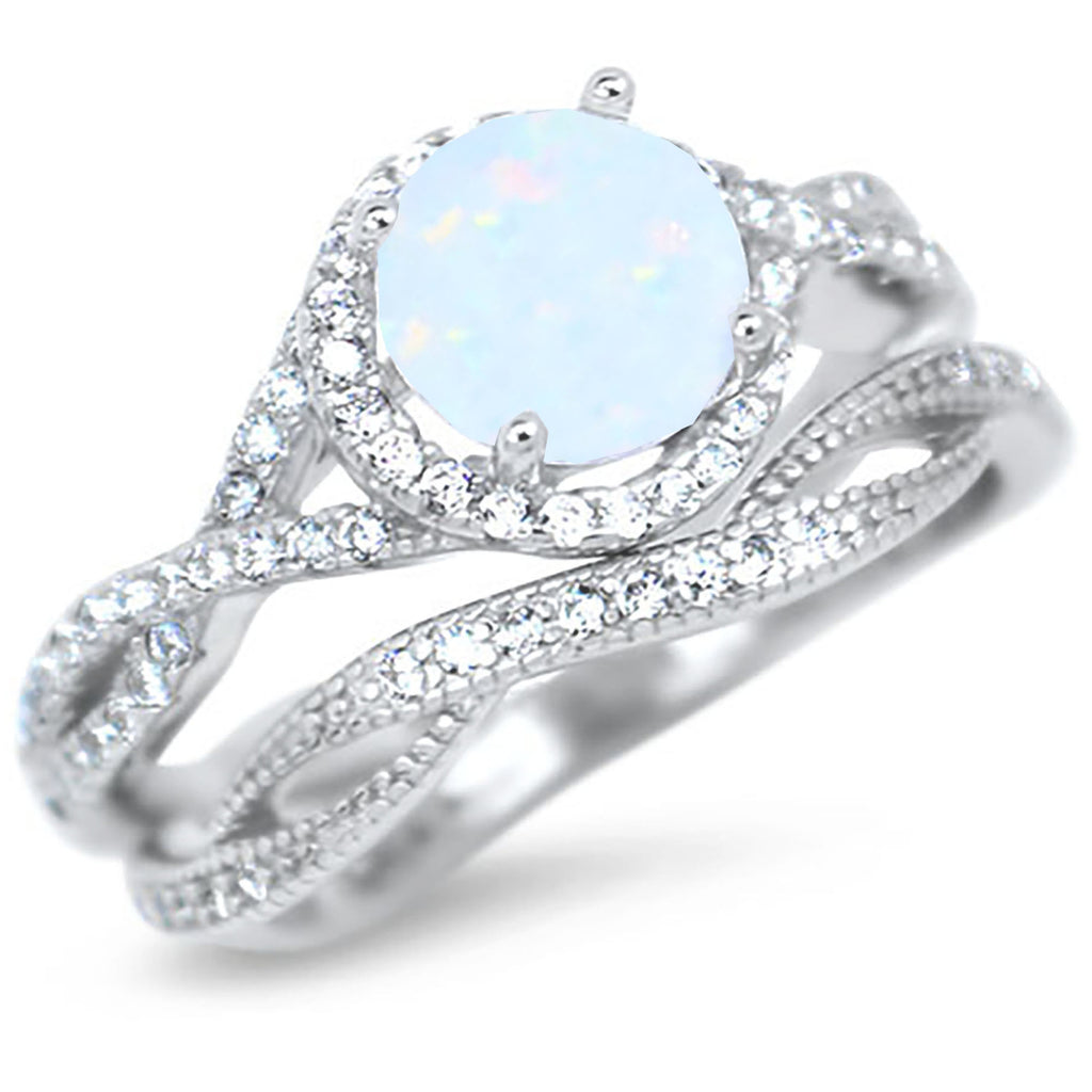 Sterling Silver Wedding Rings Bridal Set U8930