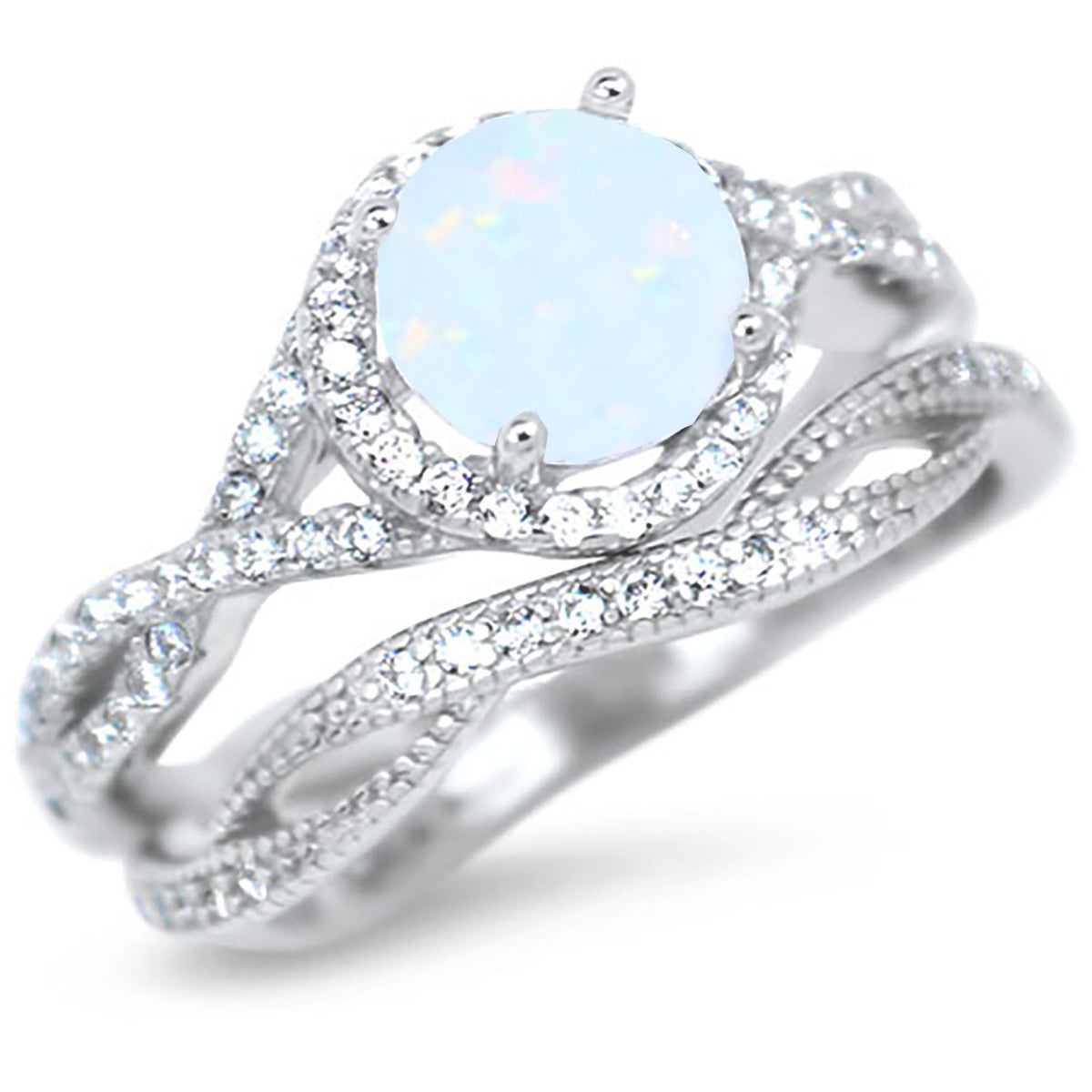 Sterling Silver Wedding Rings Bridal Set U8930