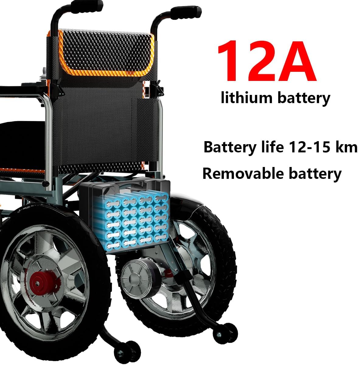 Foldable All Terrain Electric Wheelchair with 20AH Detachable Battery W984