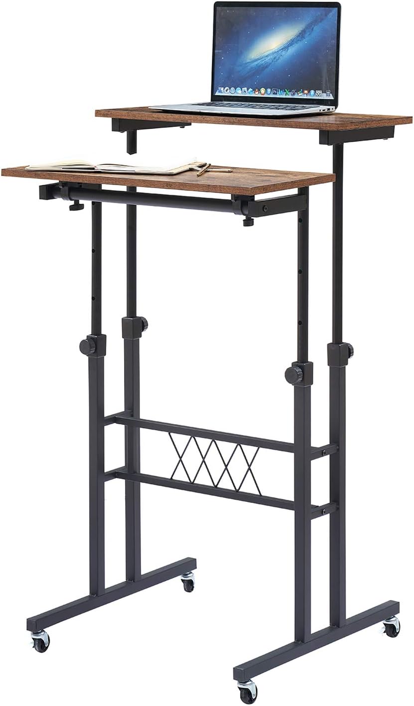 Black Wood Grain Adjustable Height Standing Desk Y568938