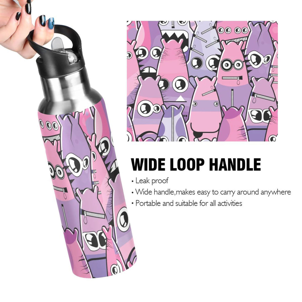 Stainless Steel Insulated Thermos Vacuum Flask Water Bottle with Straw Lid B8390