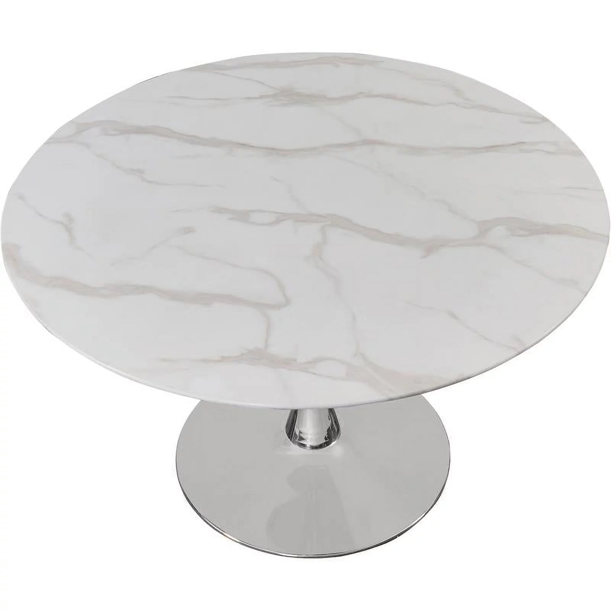 48" Round Faux Marble Top Dining Table with Chrome Base N387015