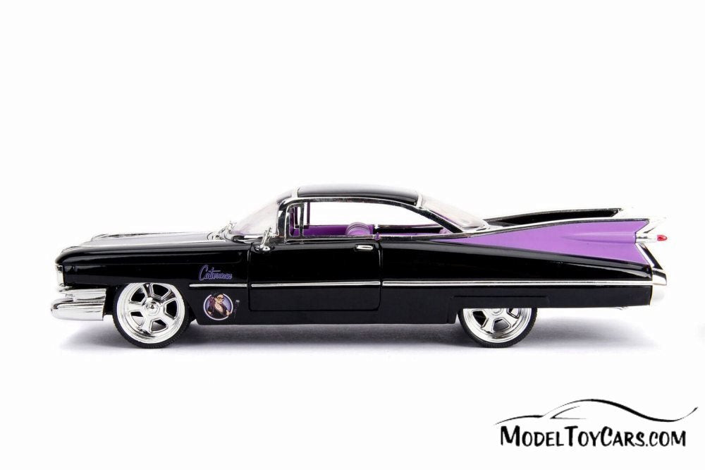 1959 Cadillac Coupe Deville Diecast Model Toy Car with Display Case and Catwoman Figurine E531