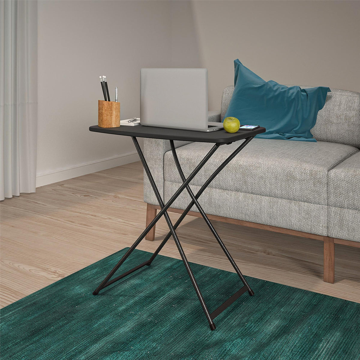 Black Adjustable Height Folding Table, 2 pack V44918