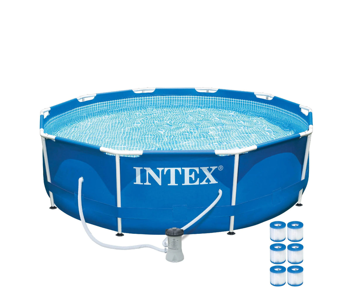 10ft x 30in Metal Frame Above Ground Pool Set & Filter Cartridges S570