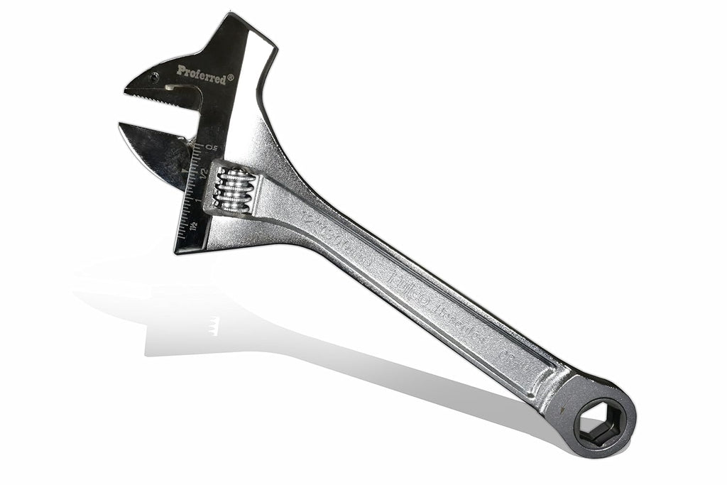 12" Chrome Finish Adjustable Wrench with Hammer, Pack of 2 Z28890