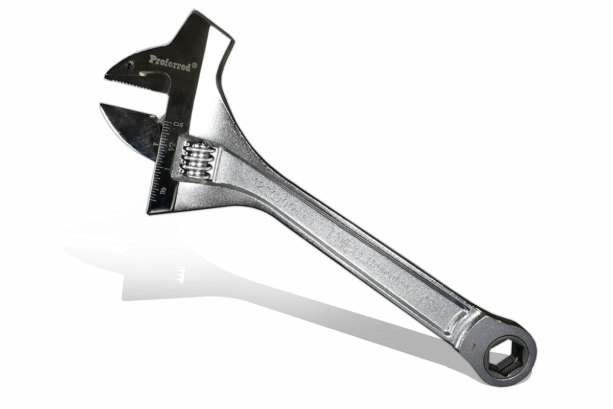 12" Chrome Finish Adjustable Wrench with Hammer, Pack of 2 Z28890