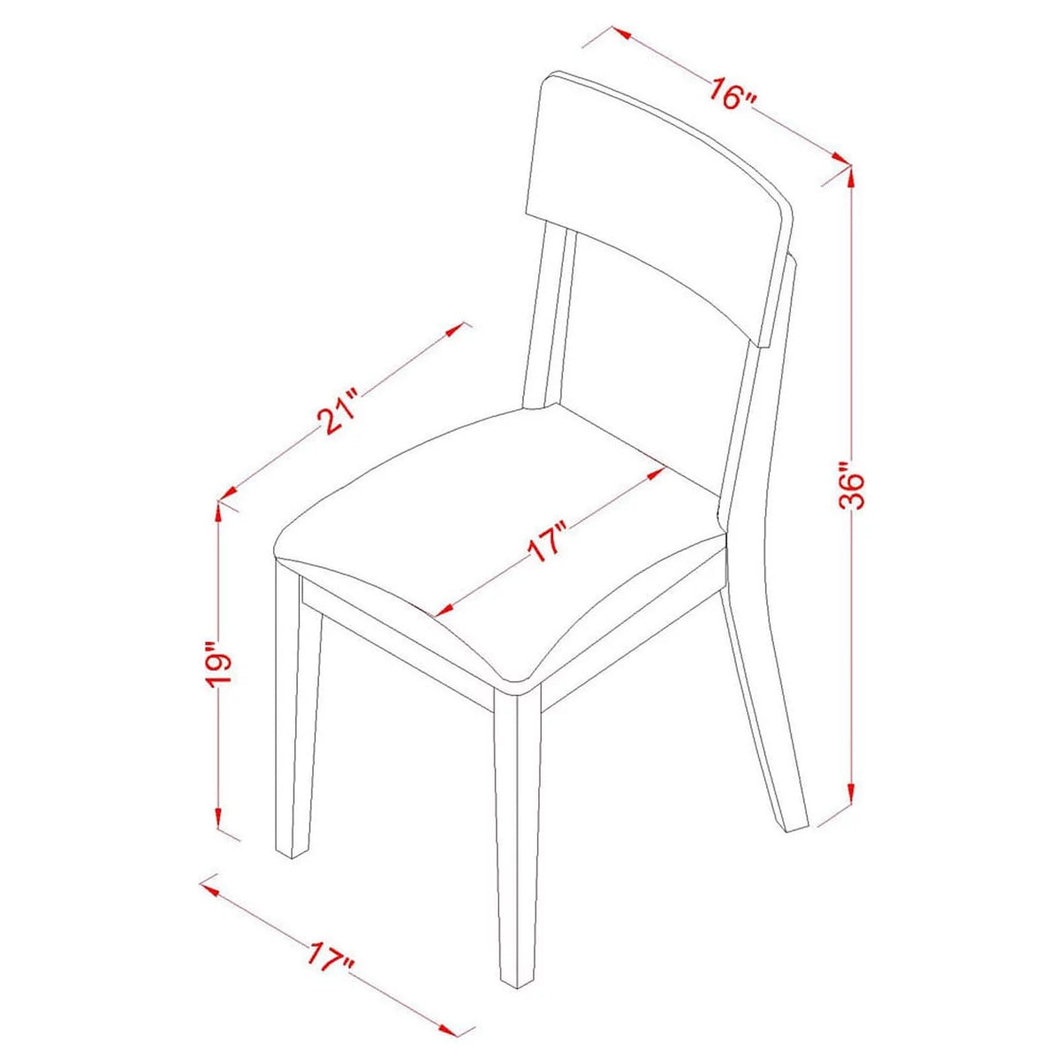 White Wood Slat Back Dining Chair Set of 2 K256