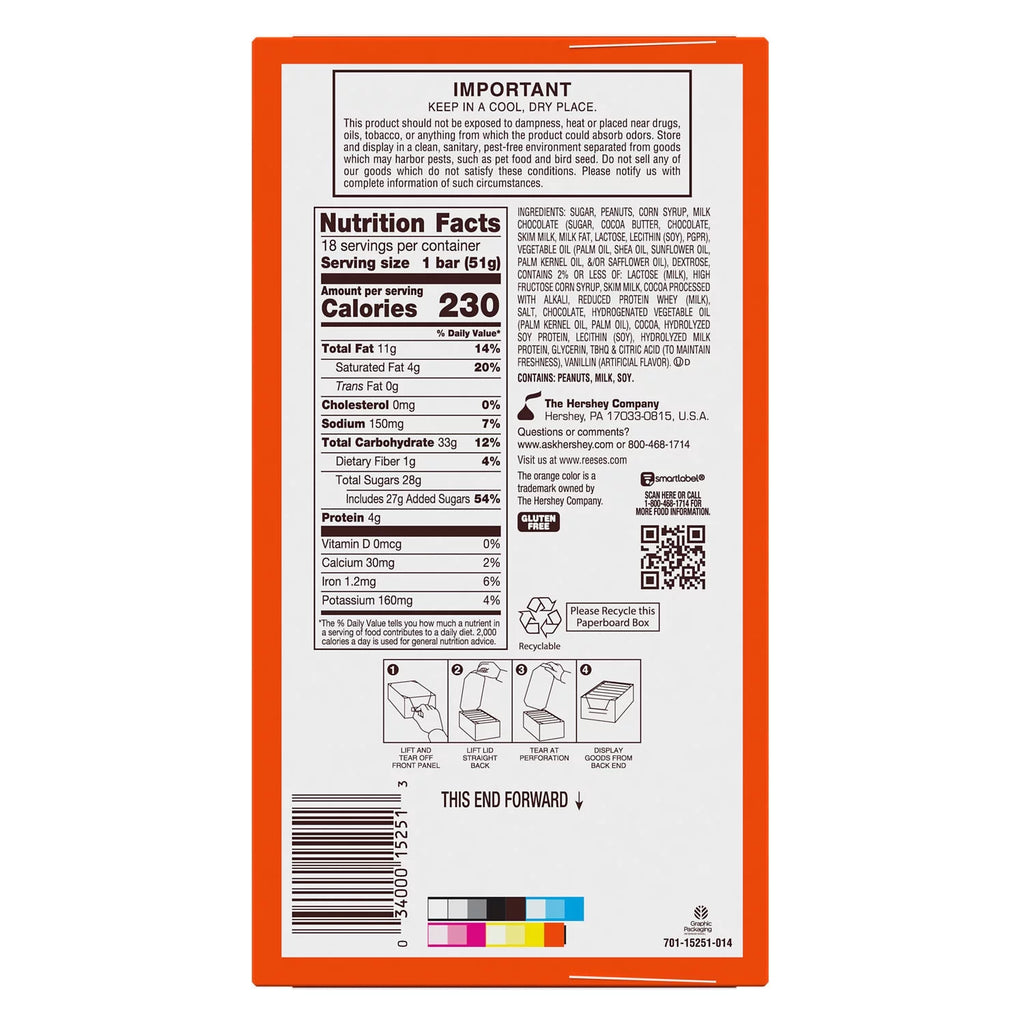 Peanut Butter Nougat Candy Bars 1.8 oz 18 Count N4095