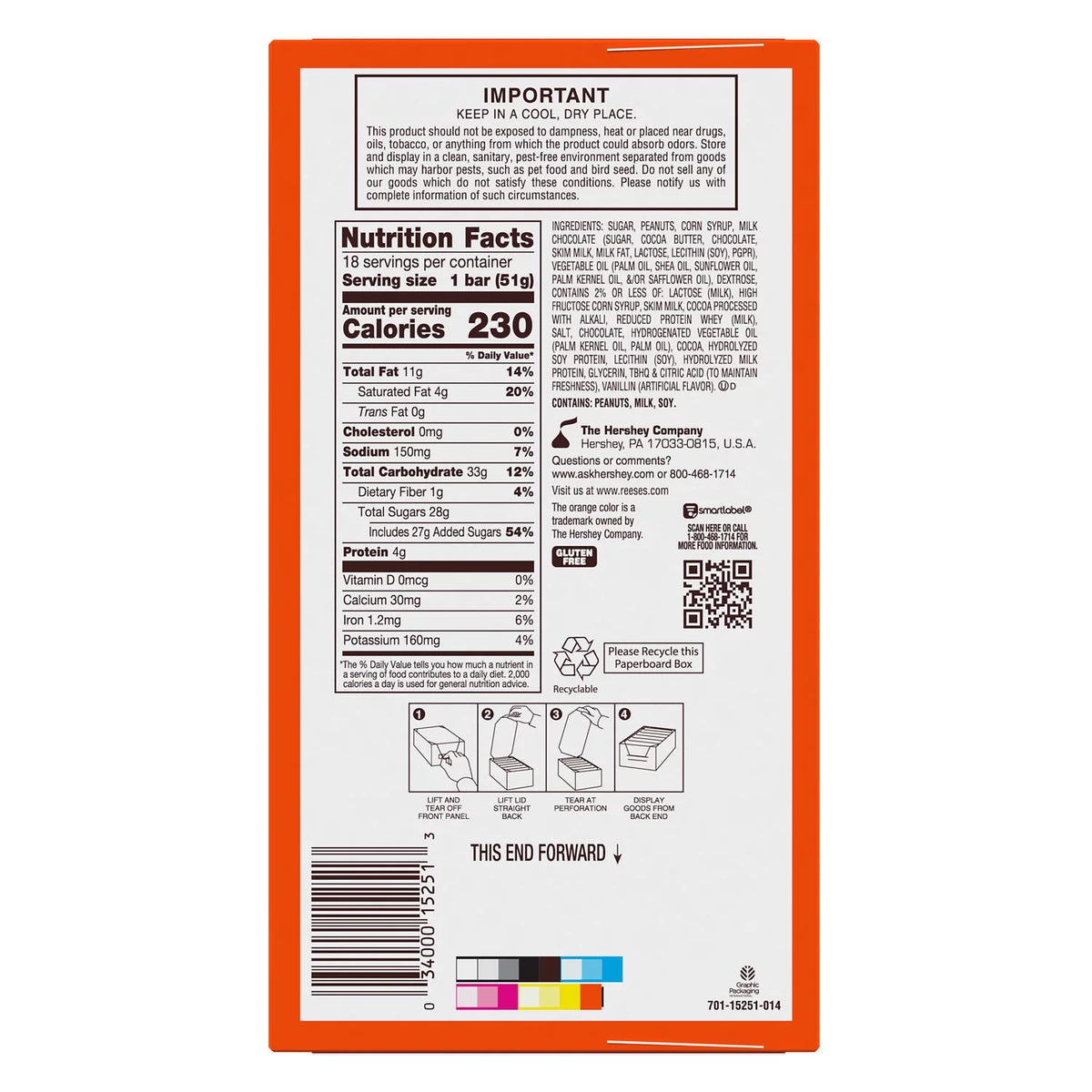 Peanut Butter Nougat Candy Bars 1.8 oz 18 Count N4095