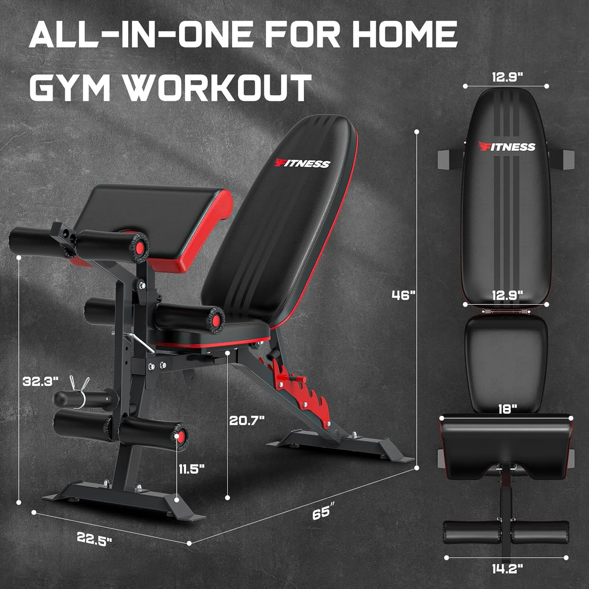 800lbs Load Adjustable Weight Bench with Leg Extension and Preacher Pad A7194