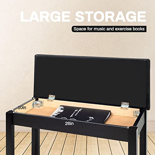 White Wooden Piano Bench with Storage and Padded Cushion F49581